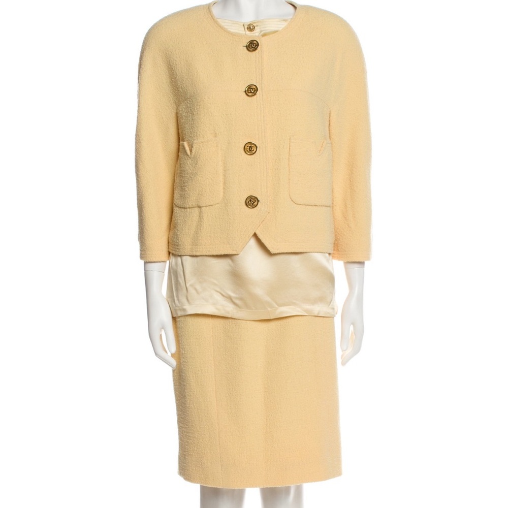 Chanel Wool Blazer Tweed Jacket n top/skirt 3 pc set! Pristine Like New! size M